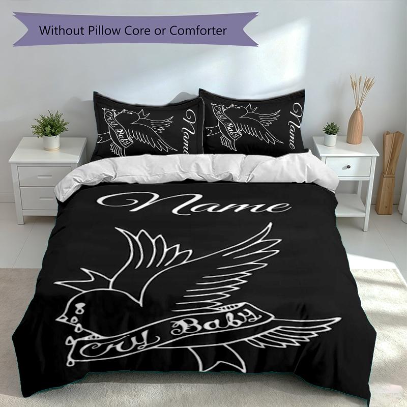 3pcs Custom Name Lil Peep Set,Includes 1 Duvet Cover and 2 Pillowcases,All-season Bedroom Decor