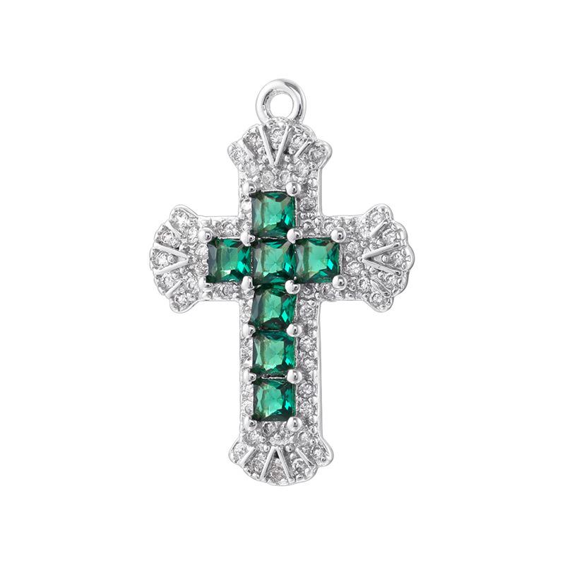 Hafif Lüks Bakır Renkli Pırlantalar Kakmalı Haç Kolye Ucu Kişiselleştirilmiş Hip Hop Kendin Yap Bileklik Kolye Takı Ucu Vd2055