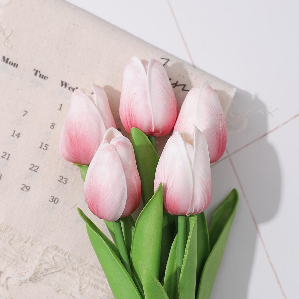 3/5Pcs Tulip Artificial Flowers Bouquet 33CM Fake Flowers for Home Decor Garden Wedding Marriage Decoration Flower Arrangement
