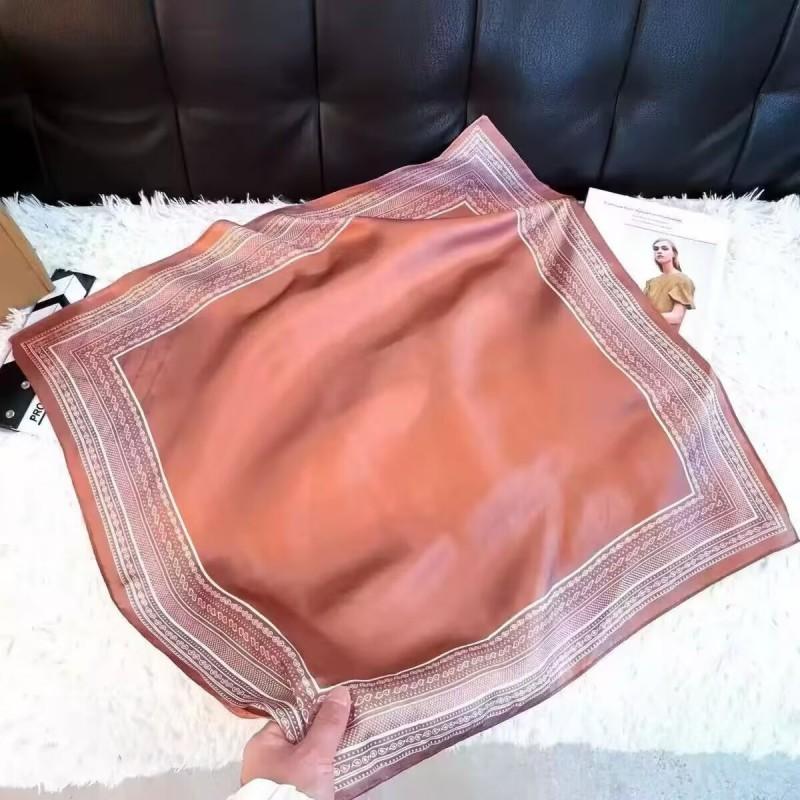 70x70cm Lightweight Cotton Silk Square Scarf With Boho Floral Print Breathable Neck Wrap Women