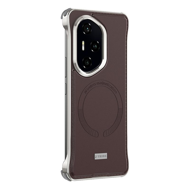 Applicable To Honor 300pro Mobile Phone Case Borderless Magnetic Suction Honor Simple Ultra-thin 300 Metal Anti-drop Men's Leather Case