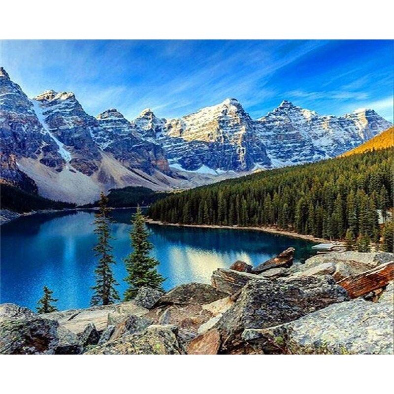 Full Drill Diamond Embroidery Mountains And Rivers Scenery Craft Kit 5d Diamond Mosaic Landscape Needlework Home Deco