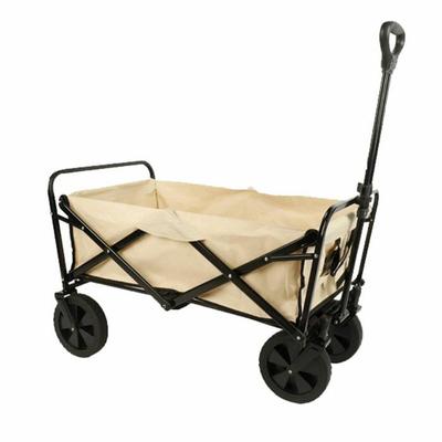 Chariot multifonction pliable - MARBUENO SUMMER - 86x50x59 cm - Beige - Acier - Compartiments filet - Roues 360°