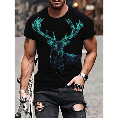 Tricouri cu model în dungi Vară, urs, căprioară, tricou cu animale, îmbrăcăminte de stradă, tricou cu imprimeu 3D, topuri cu mânecă scurtă, la modă