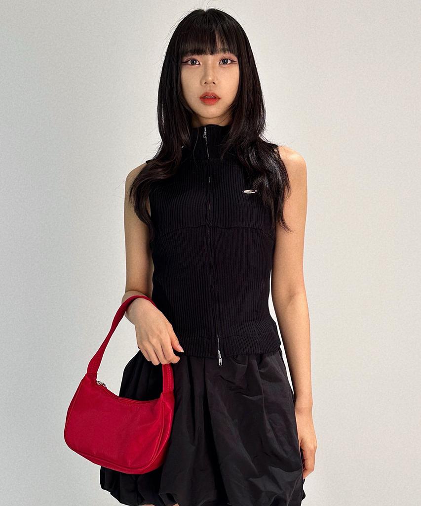 Fdr Law Guage Rib Zip Up Sleeveless Black