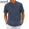 QICED Men's Fashion Casual Solid Color Print Tops & T-shirts