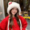 Cute Bear Ears Bow Plush Hat Women's Winter Warm Ear Protection Lei Feng Hat Shows a Small Face and Cold-proof Knitted Hat