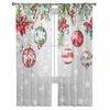 Christmas Poinsettia Berries Fir Leaves Sheer Curtains for Living Room Decoration Window Curtains Kitchen Tulle Voile Curtains