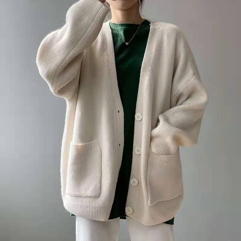 Women's Loose Knit Cardigan Coat - 2025 Spring/Autumn Korean Style