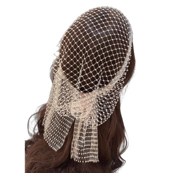 

Fishnet Hat Sparkling Rhinestones Elastic Mesh Headband with Geometric Pattern Summer Beach Party Nightclub Rave Hair Accessory 90 cm