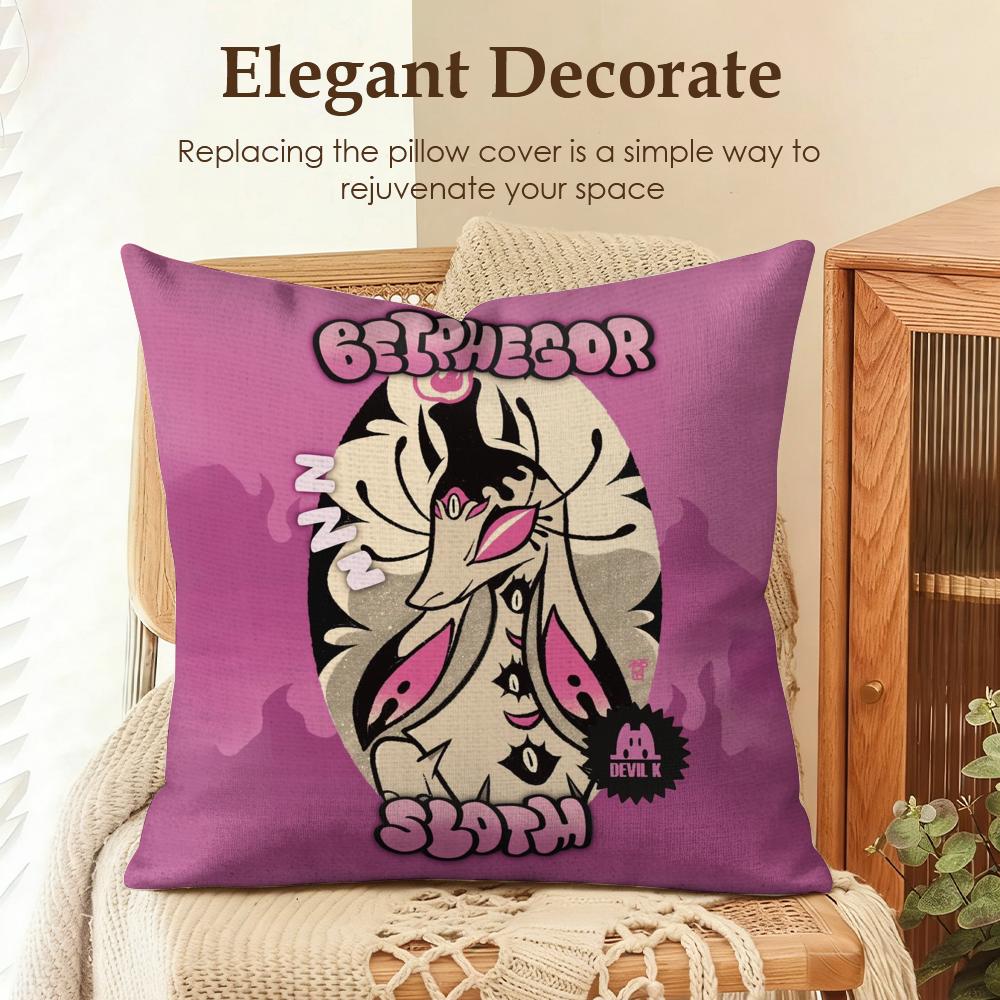 

Anime HHelluvaS BBoss Cushion Cover Natural Linen Organic Fabric DoubleSided Printing Sofa Home Decor Gift Pillow Case 30x30cm