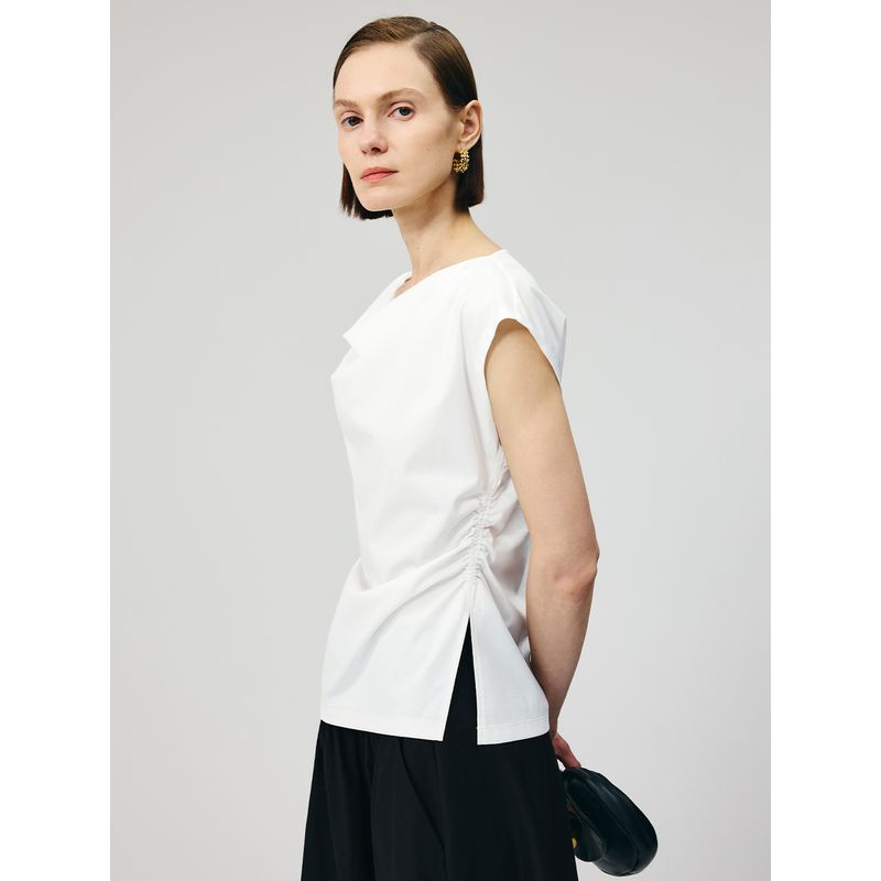 Yaling [Series] Qingwei/High-Density Long-staple Cotton Pocket Collar Sleeveless Vest Women Summer Small Flying Sleeve All-Matching Top
