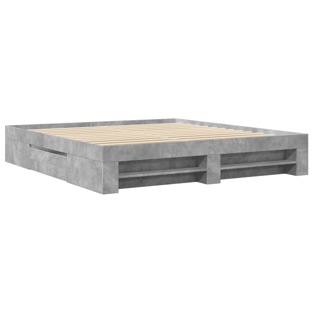 Bed Frame Concrete Grey 200x200 cm Particleboard