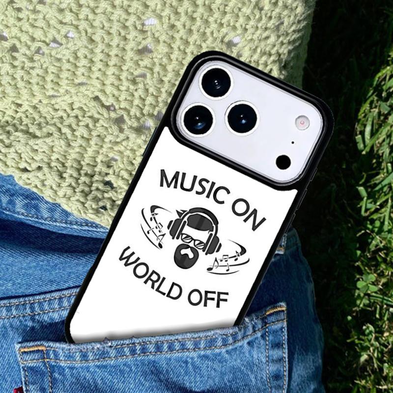 Music On World Off soft mobile phone case Compatible with IPhone 17 16 15 14 13 12 11Pro Max 17 Air cover