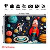 2D Flat Banner, 1 piece printed with astronaut and space rocket, made of polyester fabric.XY