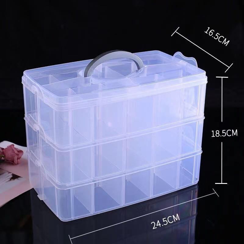 3 Layers Compartments Clear Storage Box Container Jewelry Bead Organizer Case