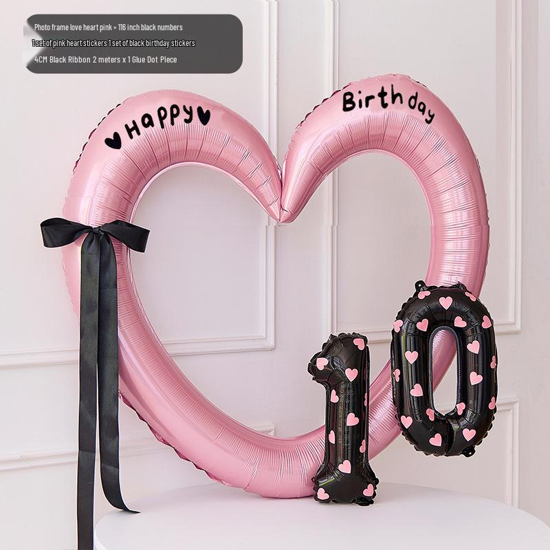 40-inch Pink Heart Balloon with Bow & Number for First Birthday Decoration