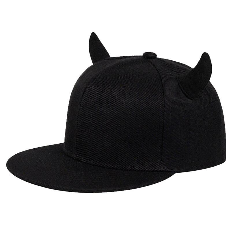 

Women Horns Snapback Hip-Hop Hats Spring And Autumn Outdoor Use Adjustable Casual Baseball Caps Sunscreen Hat For Men And