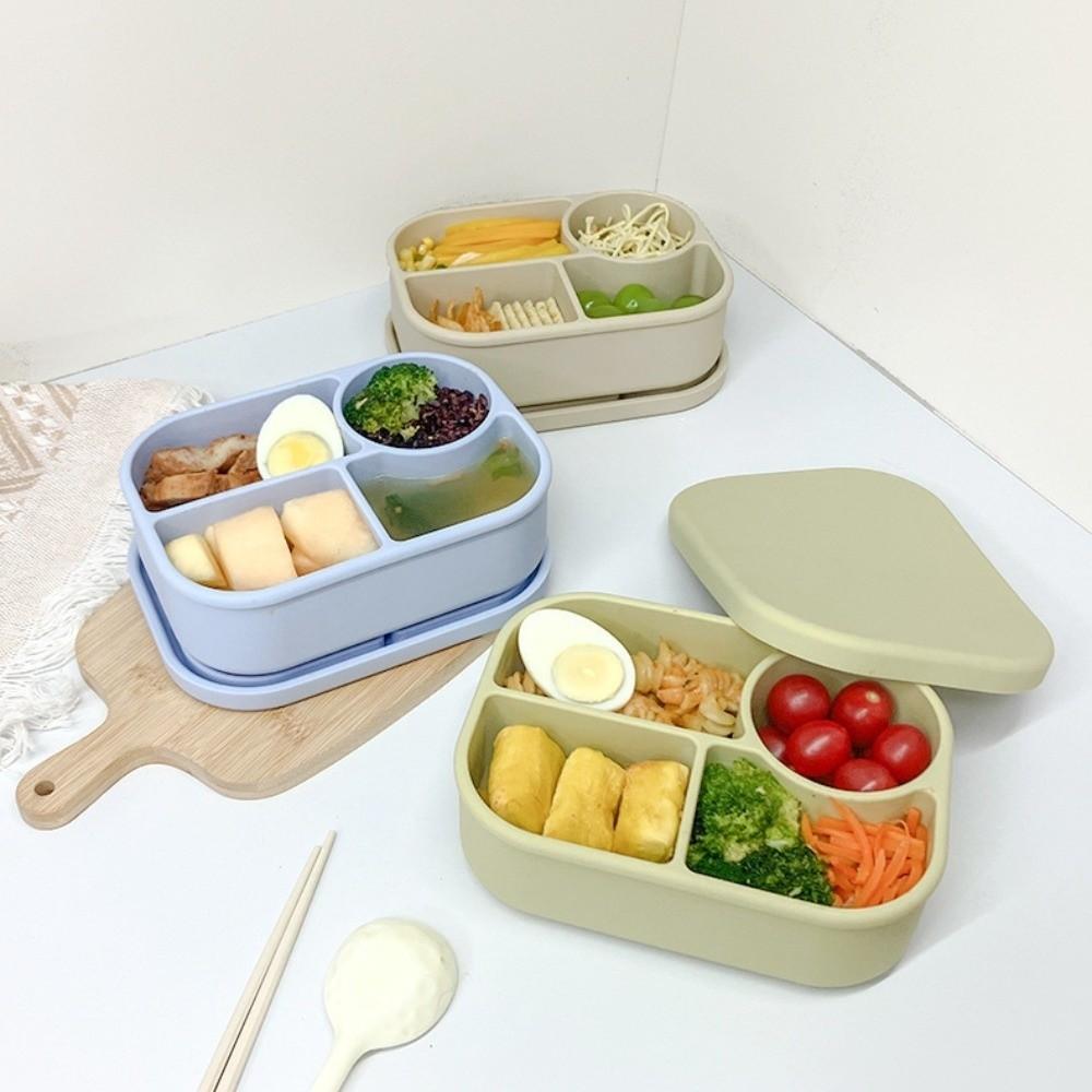 Leak-Proof Microwaveable Silicone Lunch Box 750ml Food Storage Container Divided Lunch Box Camping