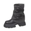 Design Sense Year Versatile Fashion Retro Belt Buckle Middle Boots Children's Autumn and Winter Color Matching New British Style
