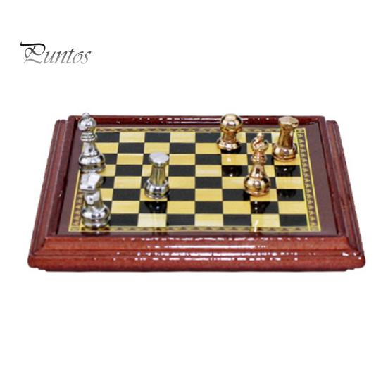 

Набор миниатюрных шахмат Vivid Alloy 1:12 аксессуаров для кукольного домика без магнита для общежития A