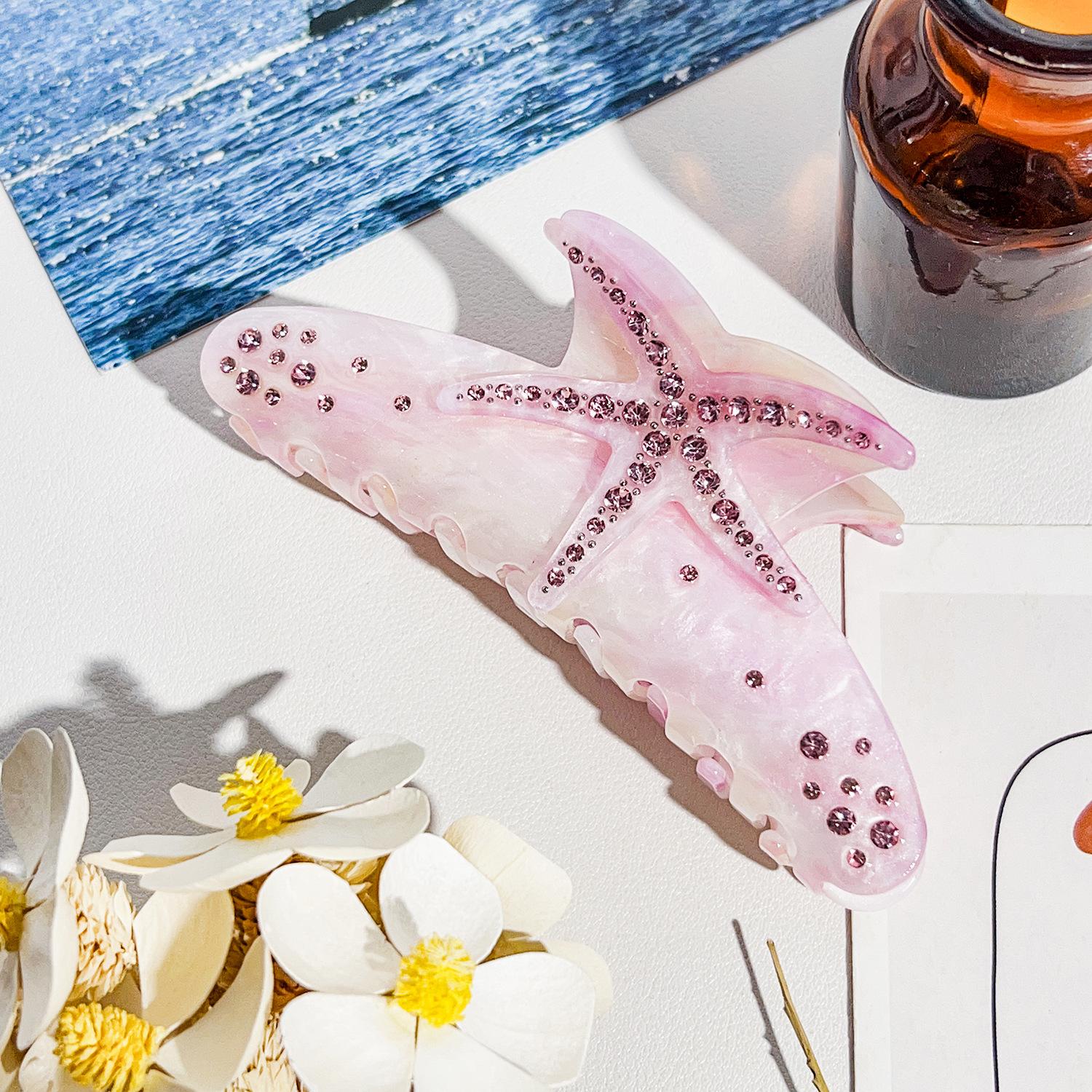 Ocean Series Acetate Diamond Starfish Grab Clip Premium Sense Back Head Disc Hair Shark Clip Hair Accessories acetate