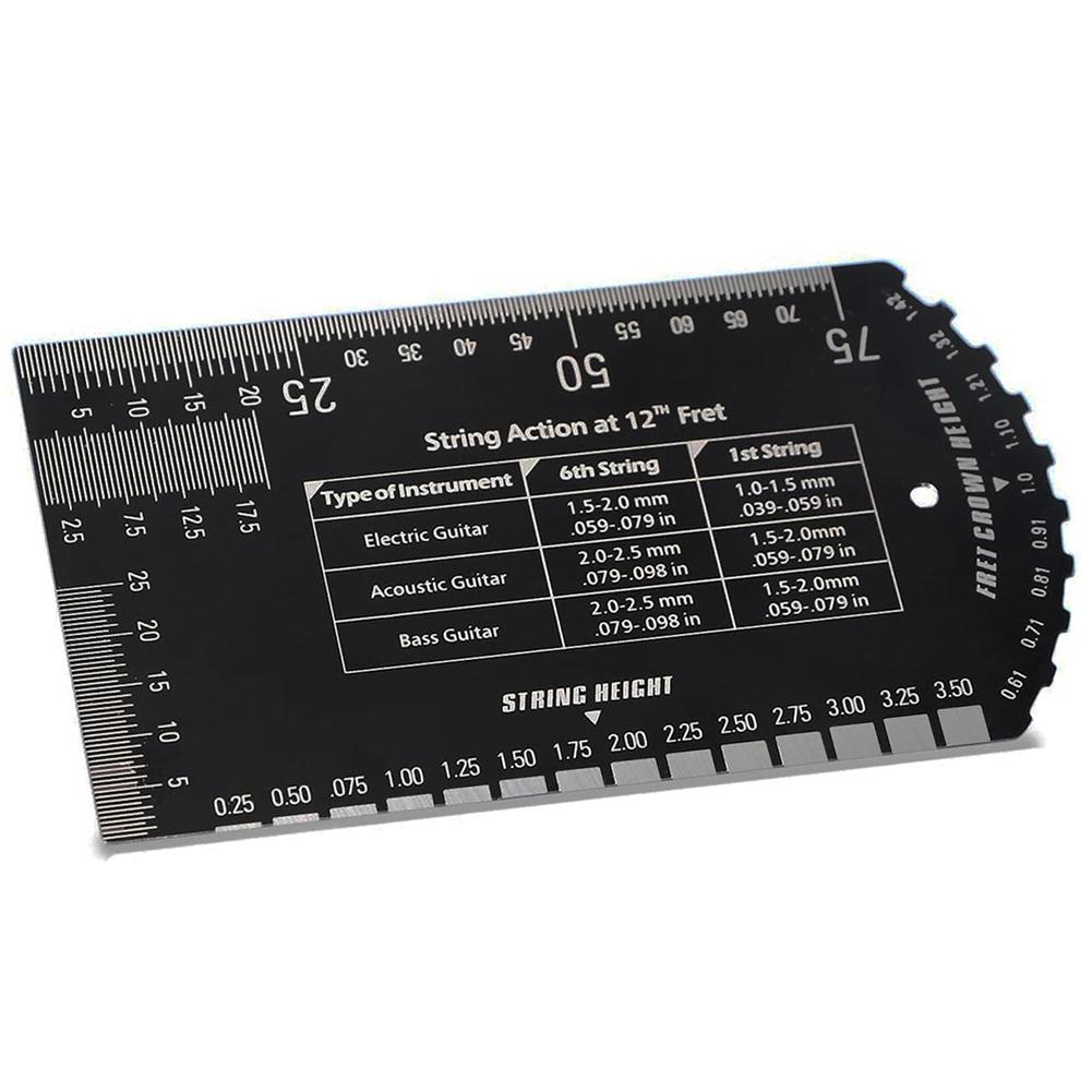 String Action Gauge Ruler Guitar Set Up Gauge Multifunctional Fret Rocker Luthier Tool With Leather Case