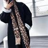 Vintage Leopards Print Tassels Scarf Soft Acrylic Neckerchief Warm Fashion Scarves for Women Warm Accessory