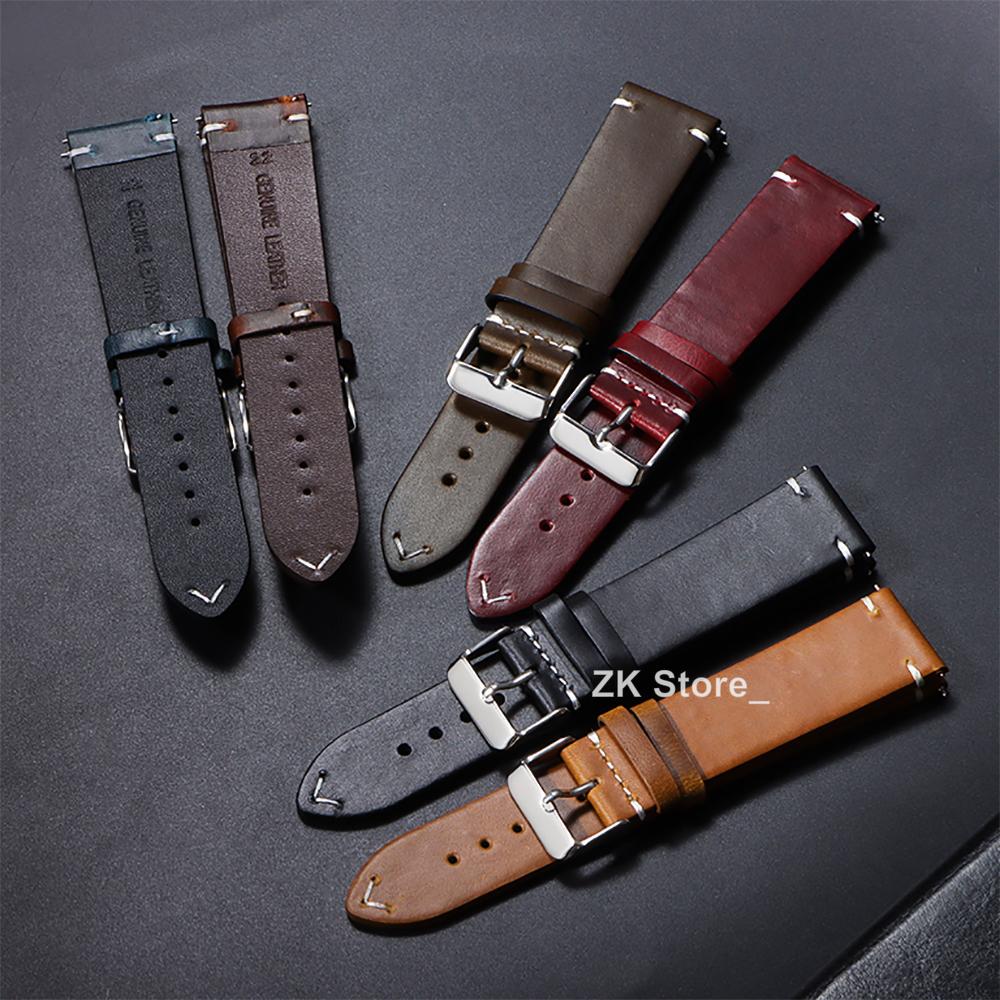 Vintage Oil Wax Genuine Leather Watch Strap 18mm 19mm 20mm 22mm Quick Release Watchbands for Samsung Galaxy Watch Band Bracelet
