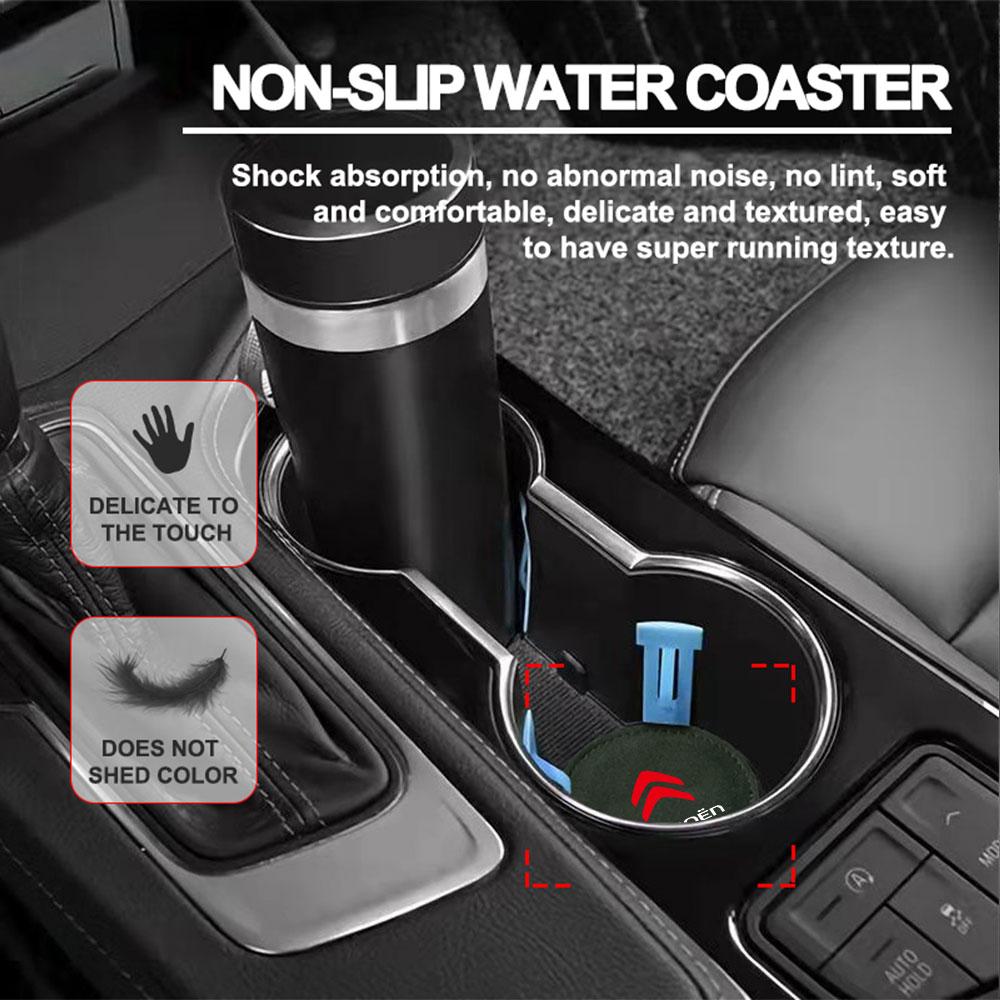 2PCS PU Leather Car Coaster Water Cup Drink Holder Mat Anti-Slip for Citroen C4 Picasso Xsara C5 Aircross Cactus Auto Valve Cap amb123