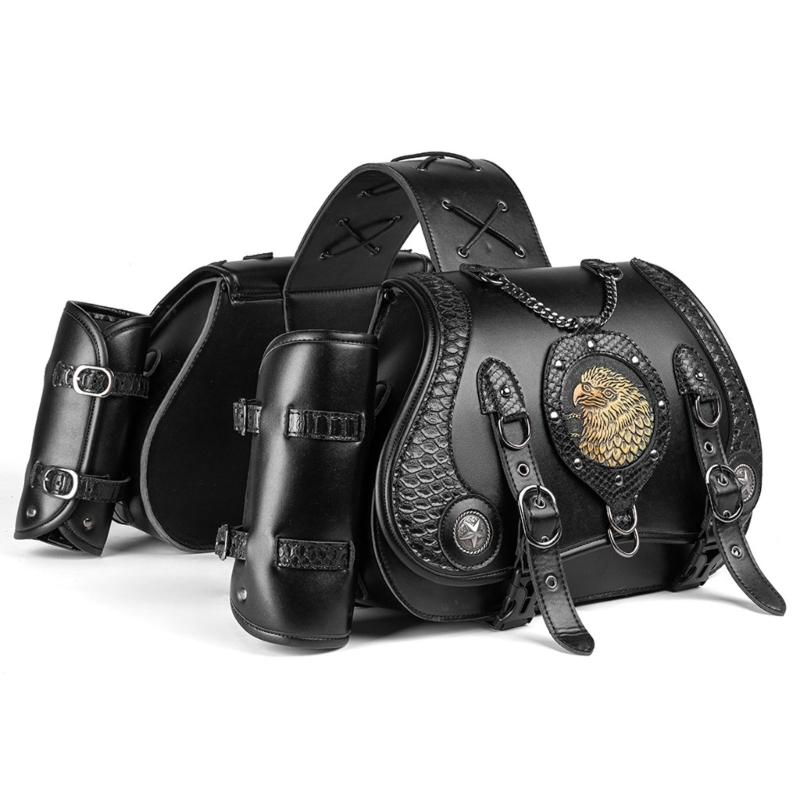 1 Pair Retro Punk Style Saddlebag Motorcycle Tool Bag Waterproof Travel Luggage Storage Bag Motorbike Over Saddles Bags