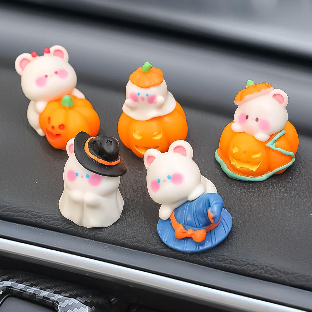 Halloween Auto-Ornamente Mittelkonsole Rückspiegel Niedlicher Kürbis Bär Zylinder Geist Ornament Auto Dekoratives Zubehör