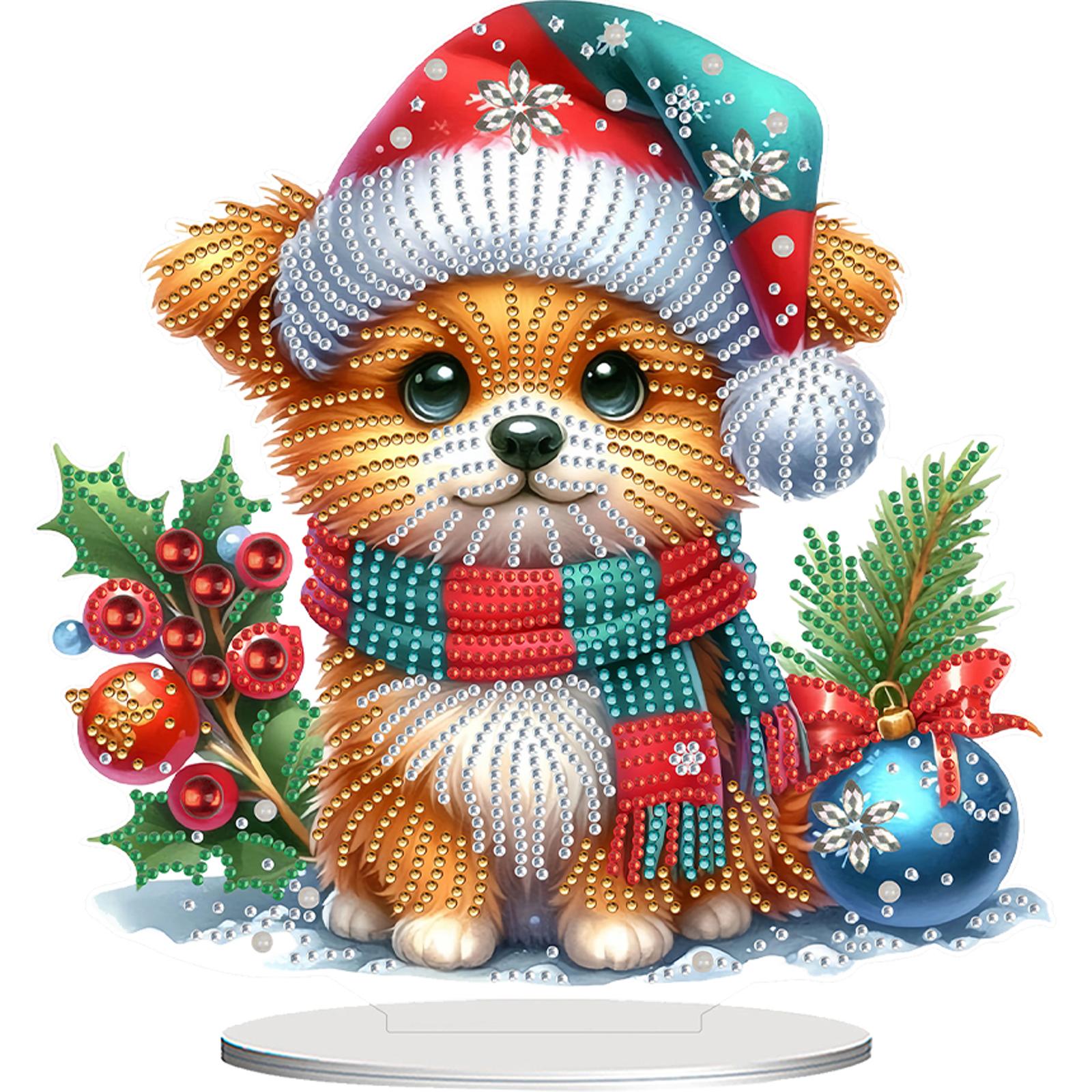 

2D Flat Christmas Table Top Diamond Painting Ornament Kits 5D DIY Diamond Art Tabletop Decorations for Home Office Desktop Decor