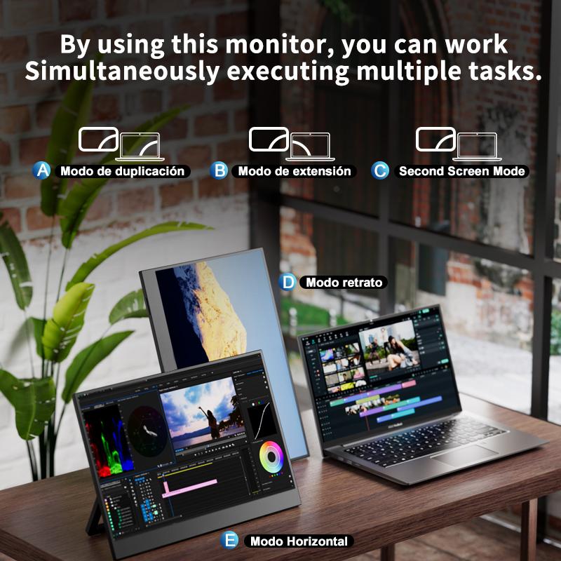 Hot Selling 14 Inch Portable Monitor with 1920*1200P for HD-MI Type C Screen IPS Panel LCD Backlit Portable Monitor Extension