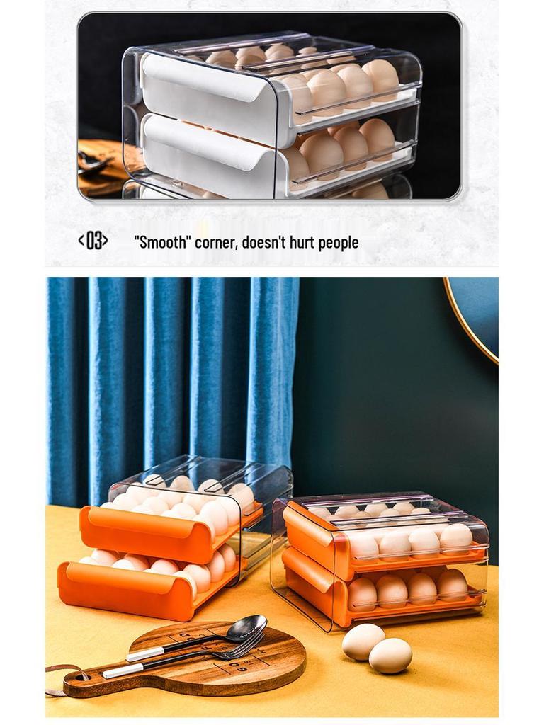 Double-Layer 32-Grid Transparent Egg Storage Box