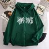 Women's Hooded Zip Up Loose Fit Long Sleeve Printed Butterfly Casual Cardigan Sweatshirt Jacket