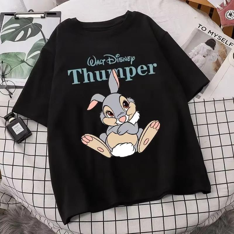 2026 New Cute Cartoon Bambi Retro Fashion Classic Pattern Breathable Crew Neck Top Short Sleeve for Everyday Wear