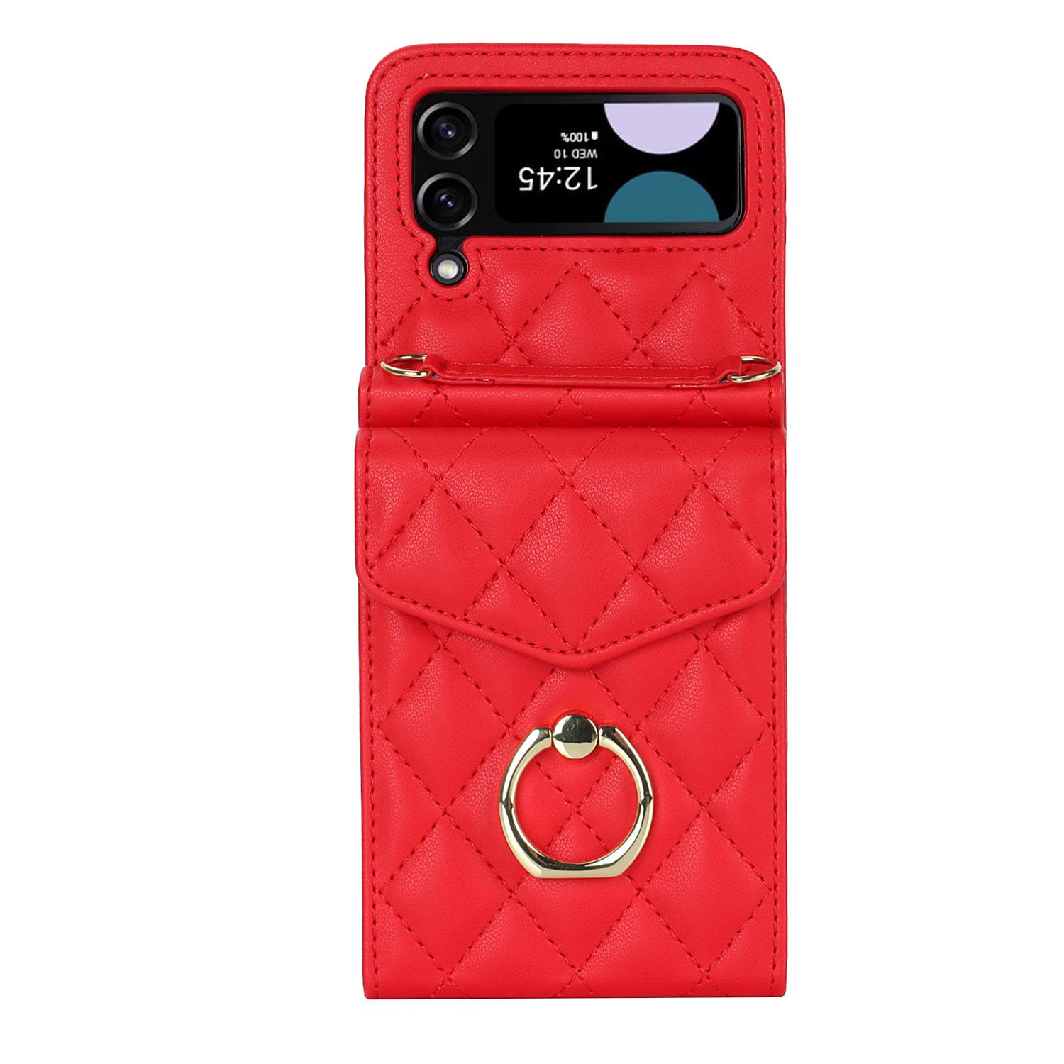 

Подходит для Samsung Flip4 Pair складной чехол для мобильного телефона Z Flip6 Crossbody маленький ароматный чехол для мобильного телефона Wind Ring Organ Z Flip5 красный