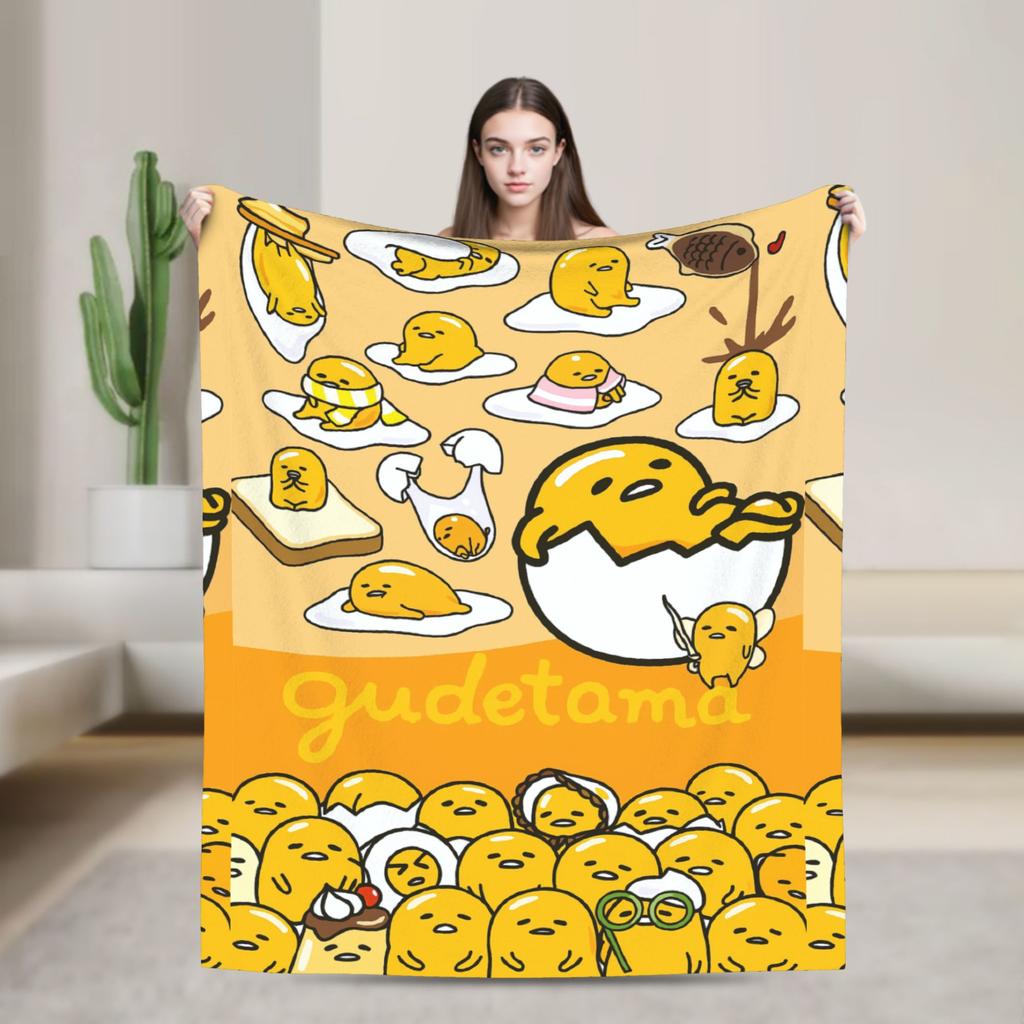 Gudetama Roztomilé Vajíčko Kreslenádeka Flanelová Ultra-Měkké Deky na Cestování Letadlem Ložnici Prošívanádeka