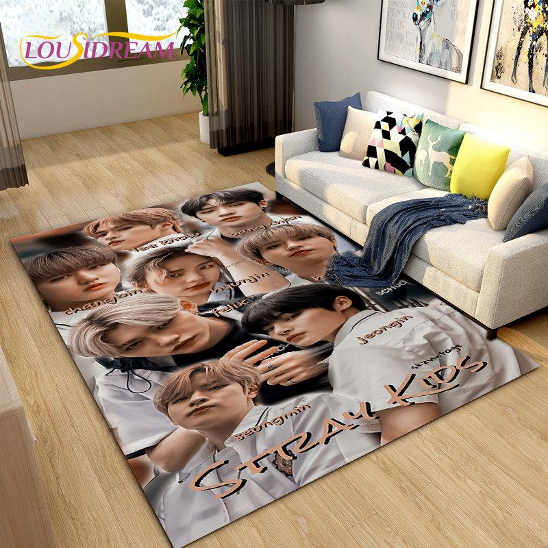 Stray Kids Kpop Singer Area Rug Large,Carpet Rug for Living Room Bedroom Sofa Doormat Decoration, Kids Play Non-slip Floor Mat