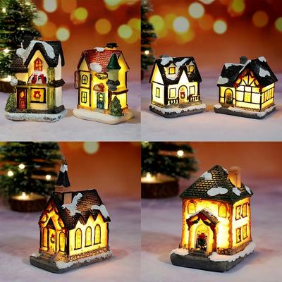 Weihnachten Dorfhaus Harz Kleines Haus Frohe Weihnachten Dekorationen LED Lichter Dorfhaus Neujahr Weihnachtsdekorationen