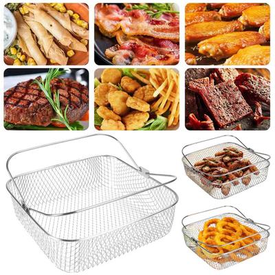 Square Air Fryer Basket for COSORI 5.8QT/for Instant Vortex 6QT Stainless Steel Replacement Basket with Handle Dishwasher Safe Cooking Rack