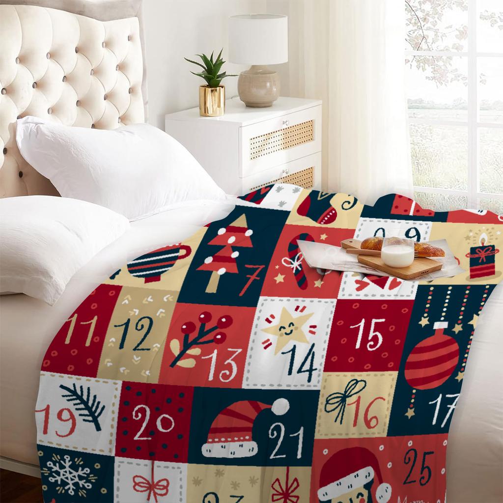 2026 Christmas Calendar Flannel Blanket Soft Blanket For Home Camping Nap Leisure Blankets Christmas Gifts For Bed Sofa Coach