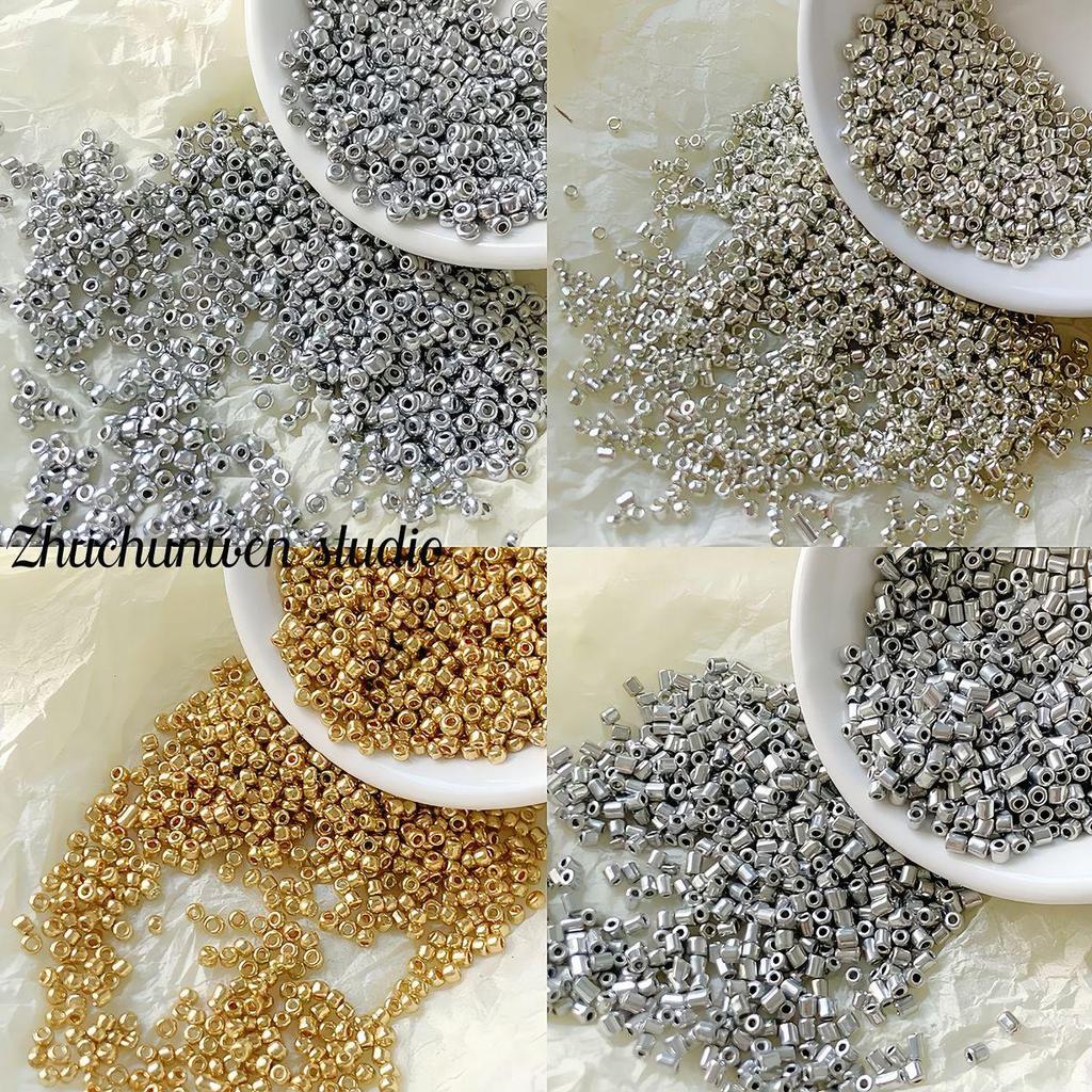 Perline di Rocaille Premium da 3mm Elettrolitiche Oro e Argento per Creazione di Gioielli Fai da Te