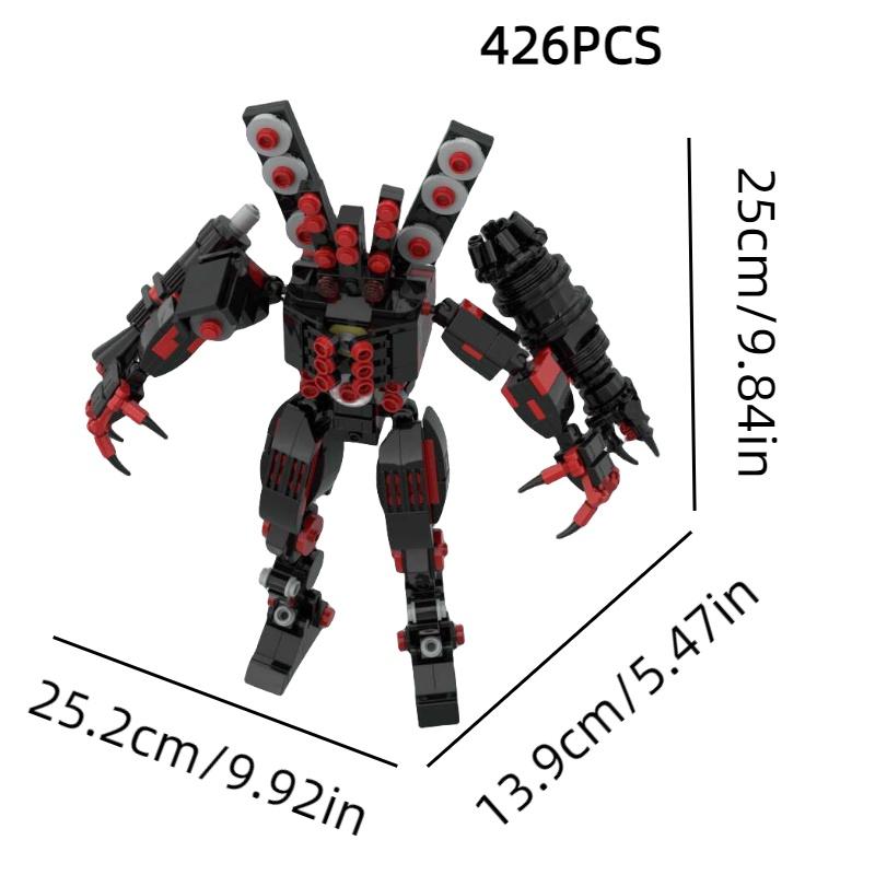 Moc Skibidi Toilet Clock Man Vs Surveillance Man Building Brick Toy Abs Plastic Diy 200-400 Pieces