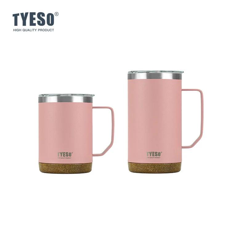 

Tyeso Wood Grain Base Desktop Coffee Mug Office Large Capacity Covered Drinking Cup - Stylish and Functional for Work and Home 530ML розовый