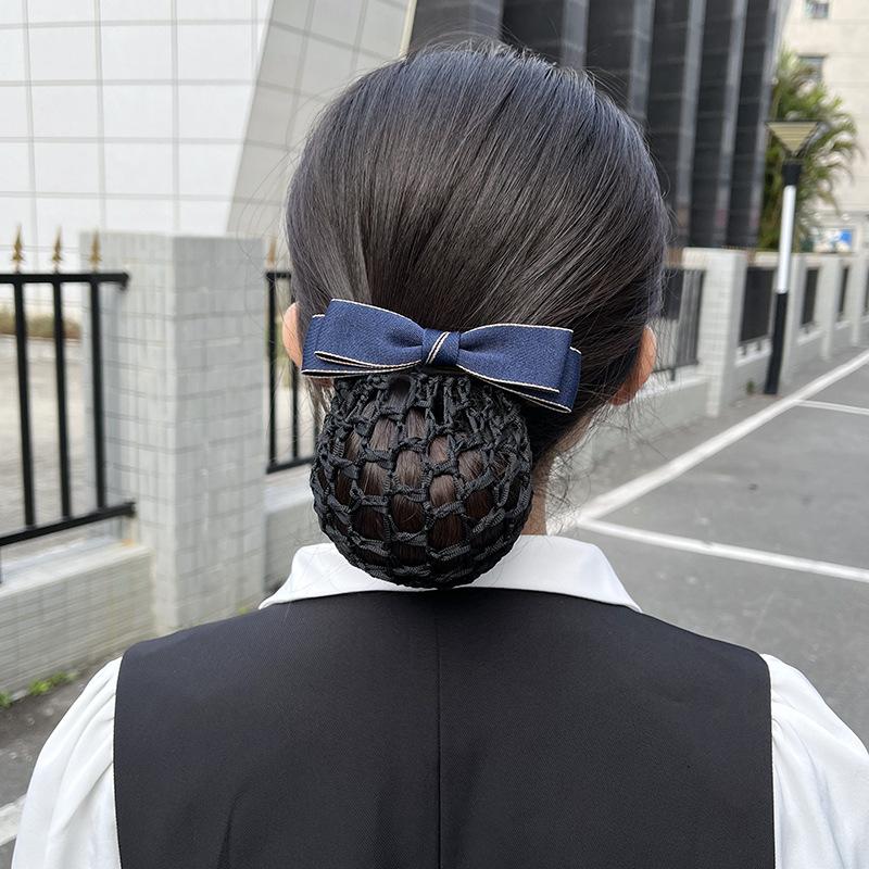 Head Flower Female Vocational Nurse Hairnet Bank Flight Attendant Special Disc Hair Net Pocket Bow Hairpin Tooling Headdress