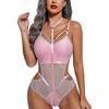 One Piece Sexy Bodysuits For Women Cut Out Babydoll Choker Lingerie Fishnet Leotard  S-3xl - J