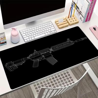 Cool Gun Firearms Design XXL Gaming Mouse Pad 900x400 Non-Slip Rubber Stitched Edges Large Desk Mat Laptop PC Office Accessories