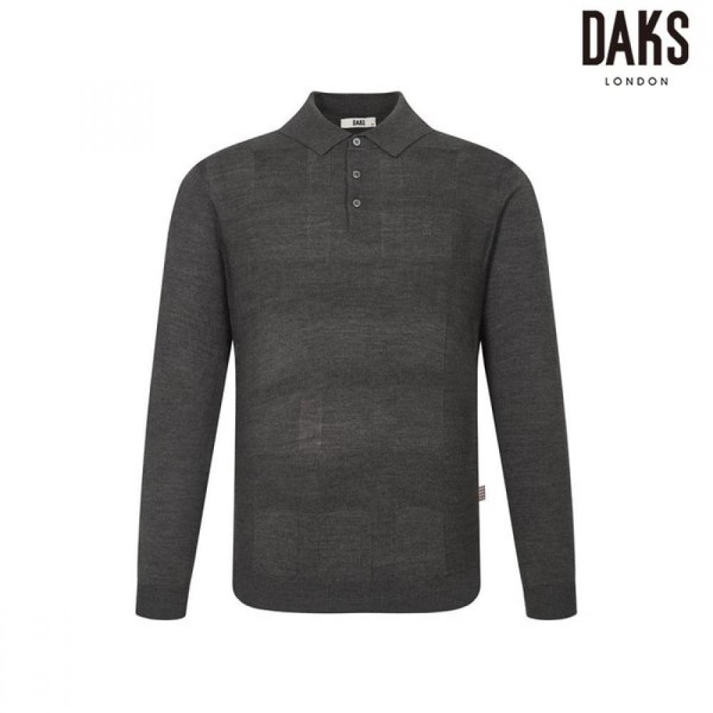 DakS Men S Wool Blend Big Check Collar Knit dmp1Swtl201kk Khaki/95